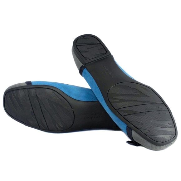 ANNE KLEIN Blue & Gray Colorblock Suede Buckle Flats NIB Size 6 - Picture 7 of 7